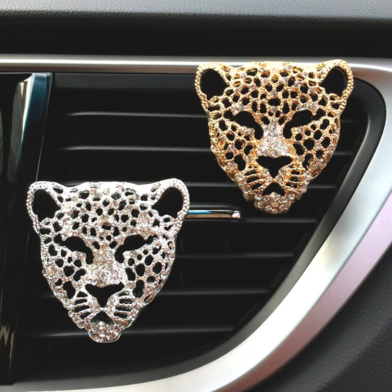 Bling Car Air Freshener In Auto Interior Decor Aroma Car Diffuser Vent Clip Diamond Leopard Solid Perfume Car Accessories Auto